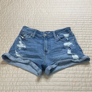 Rewash Distressed Rolled Hem Denim Shorts - Light Blue WOMENS SIZE 5/27